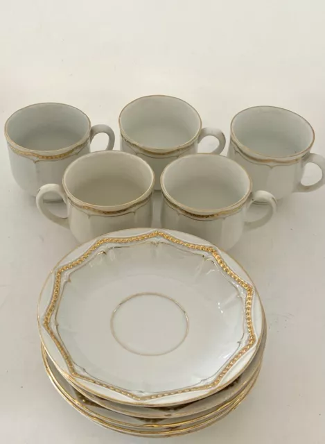 Antique P. K. Silesia 1914-18 Koenigszelt Set of Five Demitasse Cups & Saucers