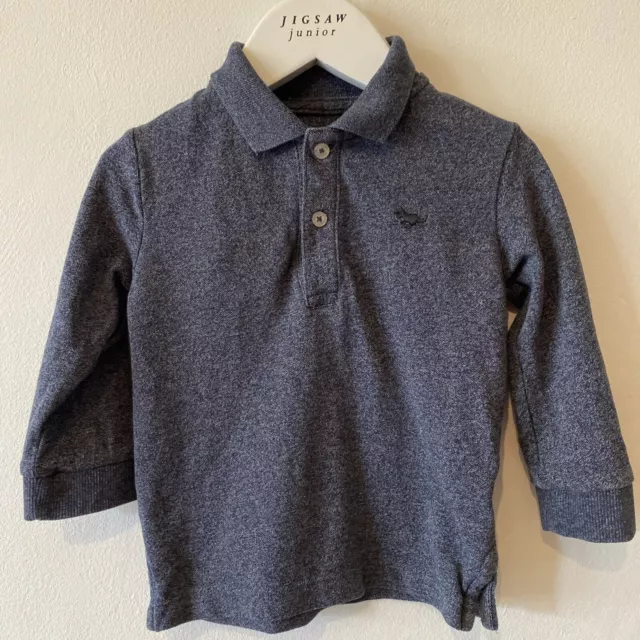 Baby Boy NEXT Blue Jersey Long Sleeved T-shirt Polo Top Age 12-18 Months