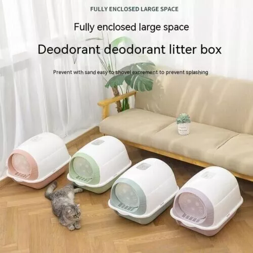 AU Fully Enclosed Anti-odor Anti-splash Cat Toilet Hooded Cat Litter Box Tray