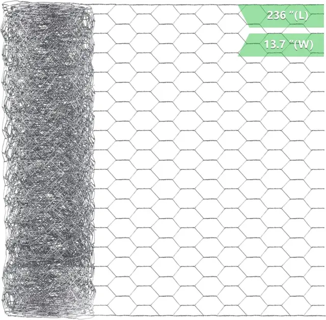 Chicken Wire 13.7 in x 236 Poultry Inch x 236 Inch, Silver