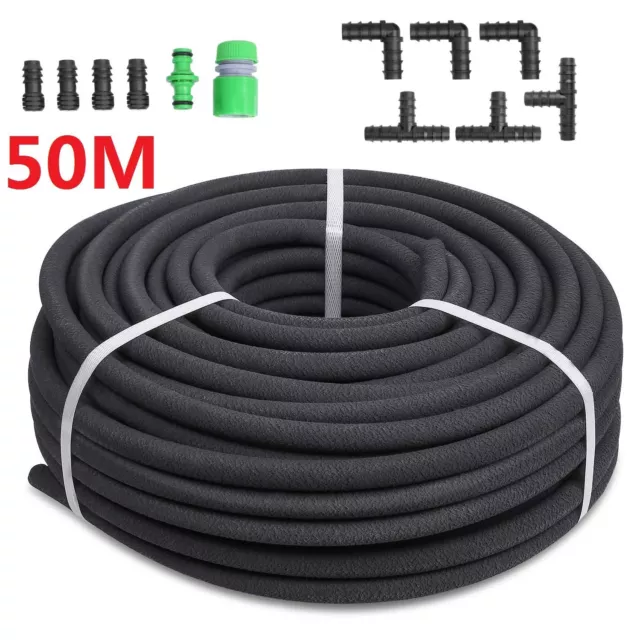 50m Kit Tuyau D'irrigation Goutte Extensible Tuyau de Jardin Tuyau D'arrosage