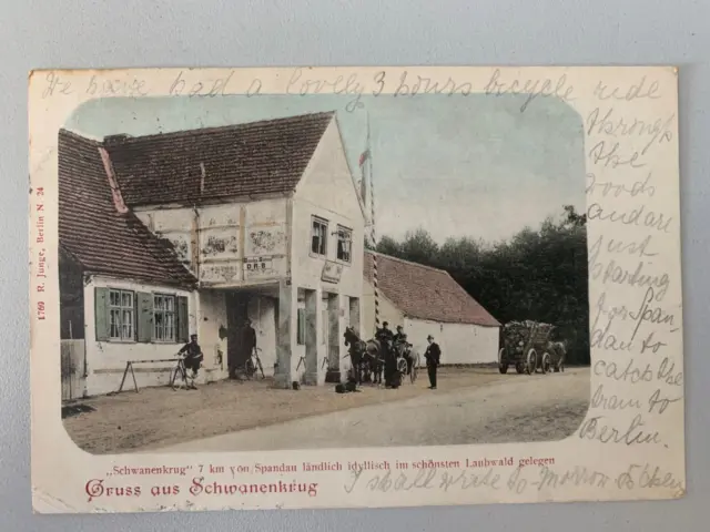 Gruss aus Schwanenkrug 1901 Bahnpost AK Zug 1 - 1901 gelaufen Sehr selten !!!