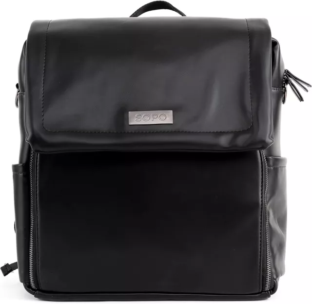 Diaper Bag Backpack-Changing Pad Convertible Backpack Vegan Leather New B18