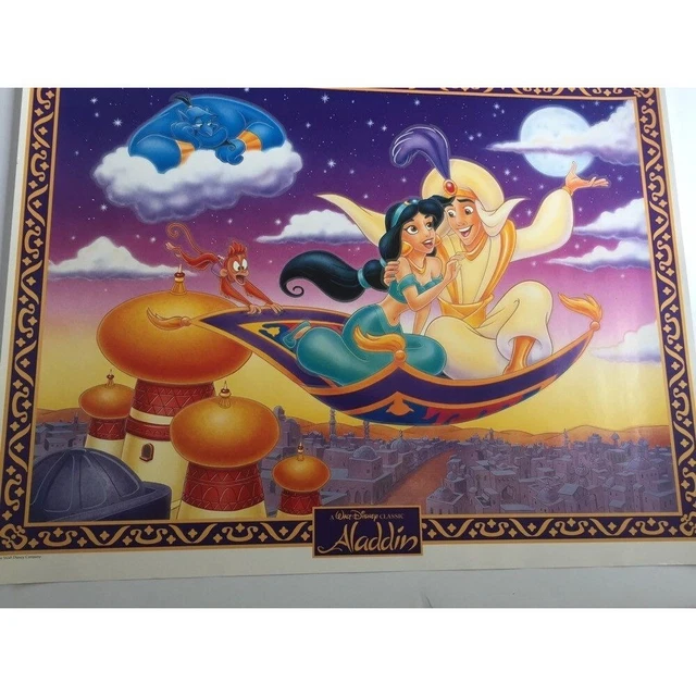 VINTAGE ALADDIN POSTER 1992 Walt Disney Classic Embossed Paper Walt ...