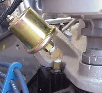 Sbc 350 Oil Pressure Gauge Sending Unit Fittings / Adapters To Clear Distributor