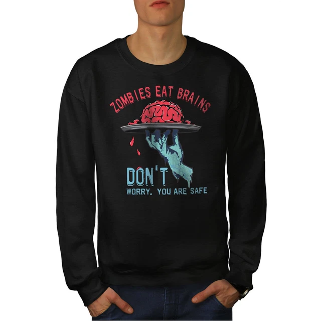 Wellcoda Zombies Eat Brains Mens Sweatshirt, Sarcastic Casual Pullover Jumper