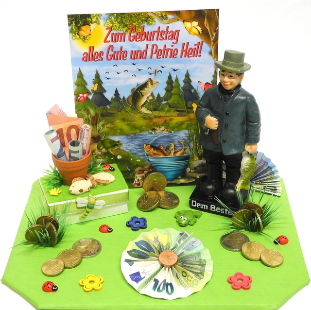 GELDGESCHENK GEBURTSTAG ☘ Angler Petri Heil ☘ Geschenkschachtel