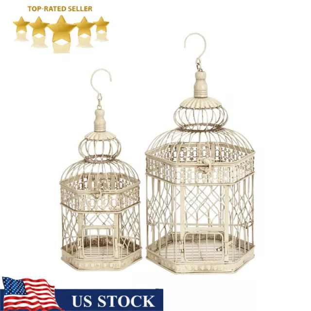 21" Vintage Metal Bird cage Cockatiel Parakeet Finch Parrot Birdcage Set of 2
