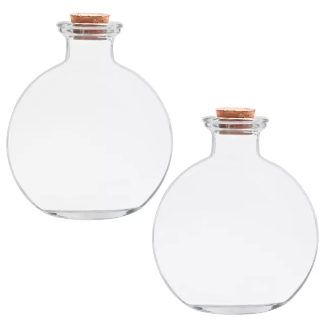 BELLE VOUS Kugelförmige Glasflaschen mit Korken (2 STK) – Klare Runde 240ml