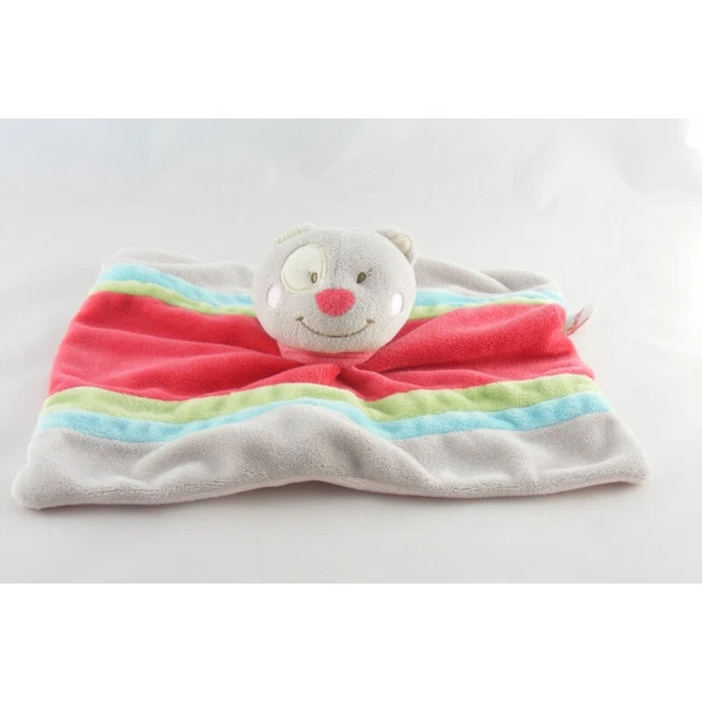 Doudou plat chat gris rouge vert bleu cocard BENGY - 10754