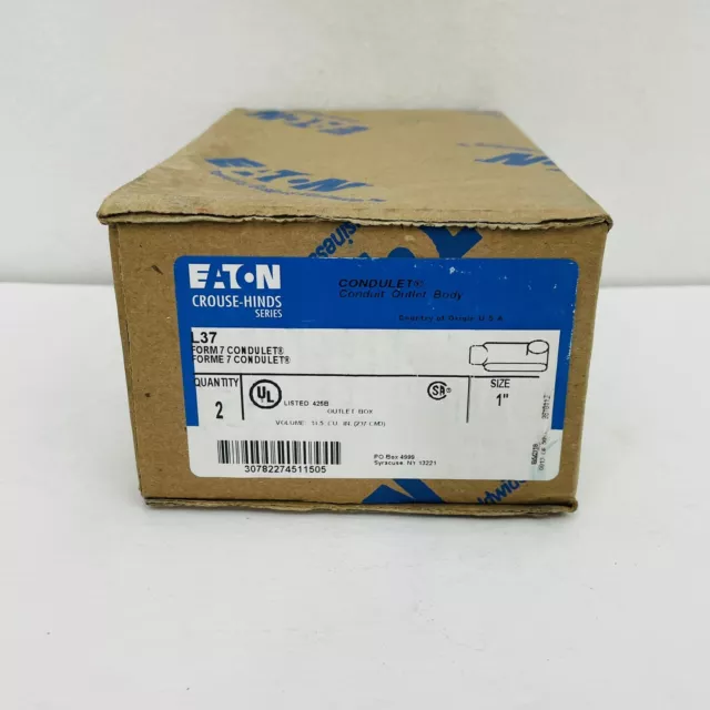 (2) Eaton Crouse-Hinds L37 1” Form 7 Condulet Conduit Body W/ Covers ~NEW~