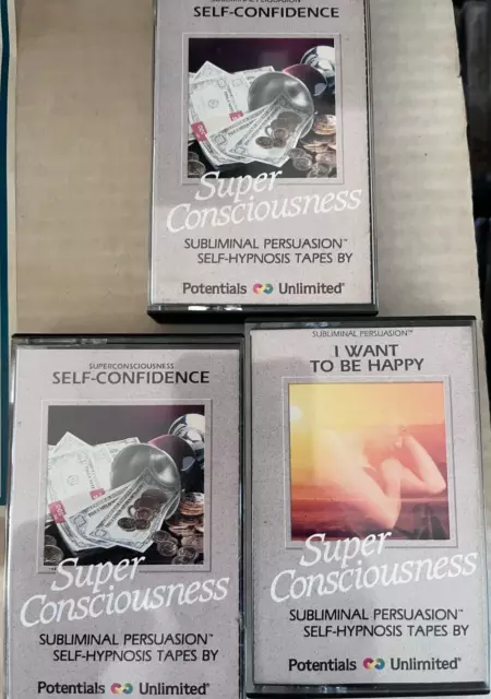 Lote de 3 casete Super Consciousness Subliminal Persuasión Autohipnosis Super Consciousness