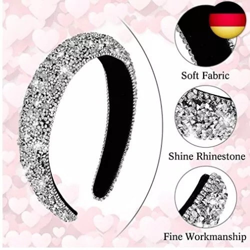 WLLHYF Strass Stirnband Bling Kristall Haarreifen Glitzer Glitzer Dick 3