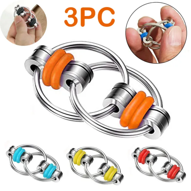 3PC Spinner Bike Fidget Chain Ring Finger Sensory Stress Relief Autism ADHD Toys