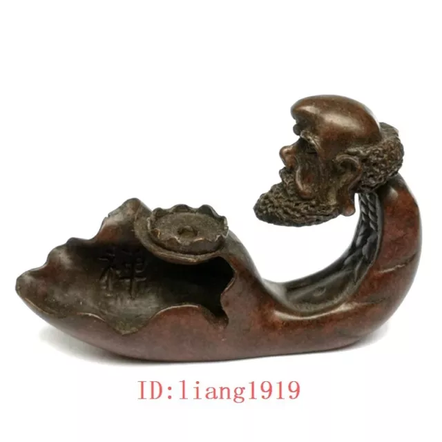 Collection Old Chinese Bronze Carving Exquisite Bodhidharma Statue Incense seat