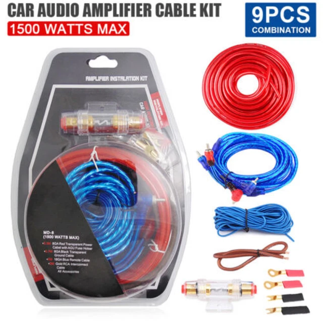 Kit Cavo Auto Audio 8 Gauge Amplificatore Rca Subwoofer Kit Cablaggio Sub Nuovo