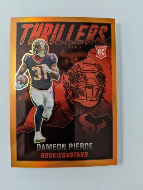2022 Rookies and Stars Thrillers Dameon Pierce Rookie #TH-30 Orange Foil 11/25 2022 Rookies and Stars Thrillers Dameon Pierce Rookie #TH-30 Orange Foil 11/25