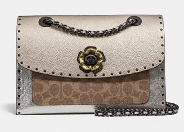 Parker 18 in signature canvas sales with rivets and snakeskin detail