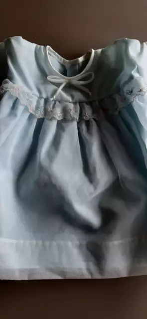 Robe ancienne vintage fillette/bébé/poupée bleu