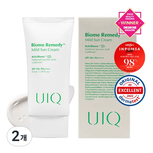 UIQ Biom Remedy Mild Sun Cream SPF50+ PA++++, 50ml, 2 units