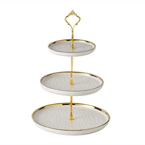 3 Tier Ceramic Cupcake Stand, Cake Display Stand, Dessert Tree round White