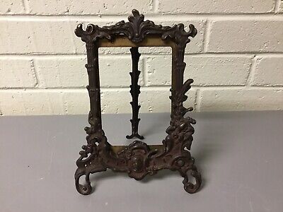 Antique Vtg Brass Ornate Picture Mirror Frame 9” X 6 1/2” Great Patina