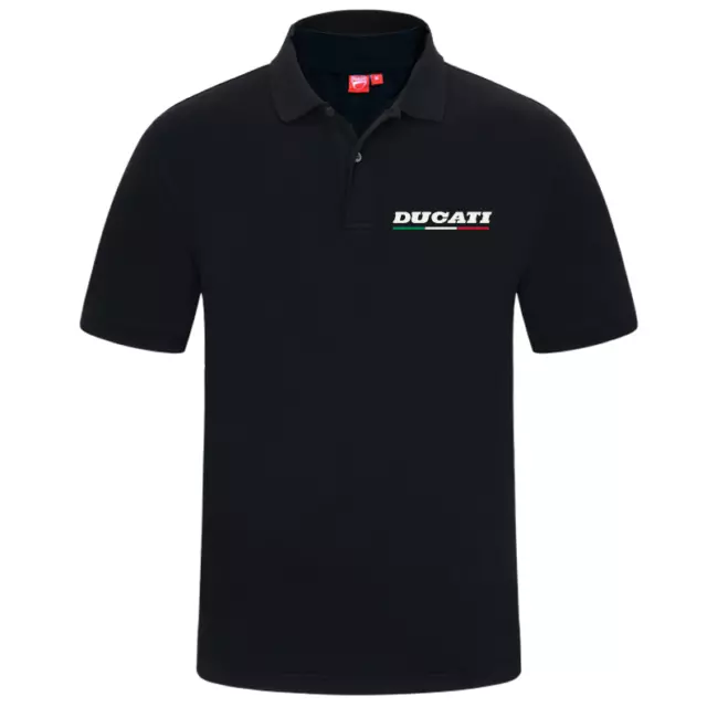 Genuine Official Ducati Italy Motorcycle Superbike Black Mens Polo Tee T-Shirt