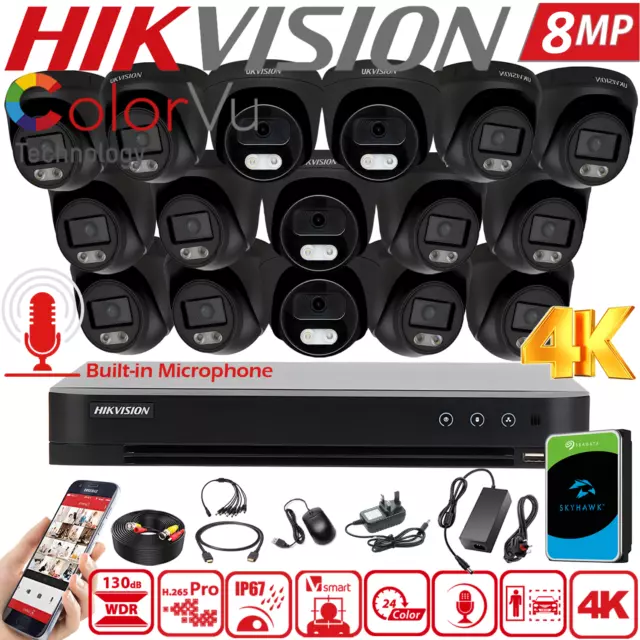 HIKVISION 8MP CCTV Camera System 4K Outdoor Security ColorVu Audio Night Vision