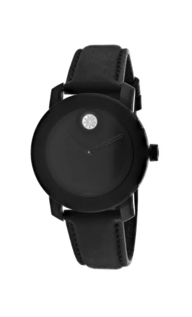 Brand New Movado Bold Black Dial Crystal Dot Ladies Watch 3600483