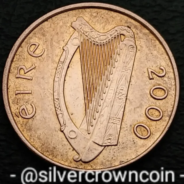 Ireland Eire 1 Penny 2000. KM#20a. One Cent coin. Irish Harp. Bird. H
