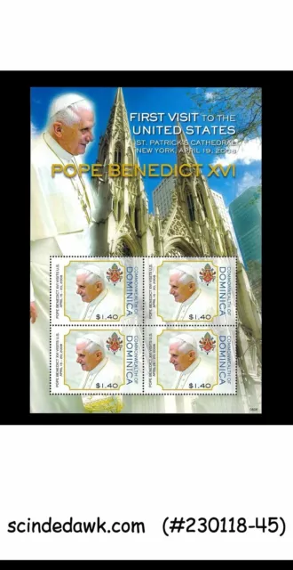 DOMINICA - 2008 1st VISIT TO THE USA OF POPE BENEDICT XVI - Miniature sheet MNH