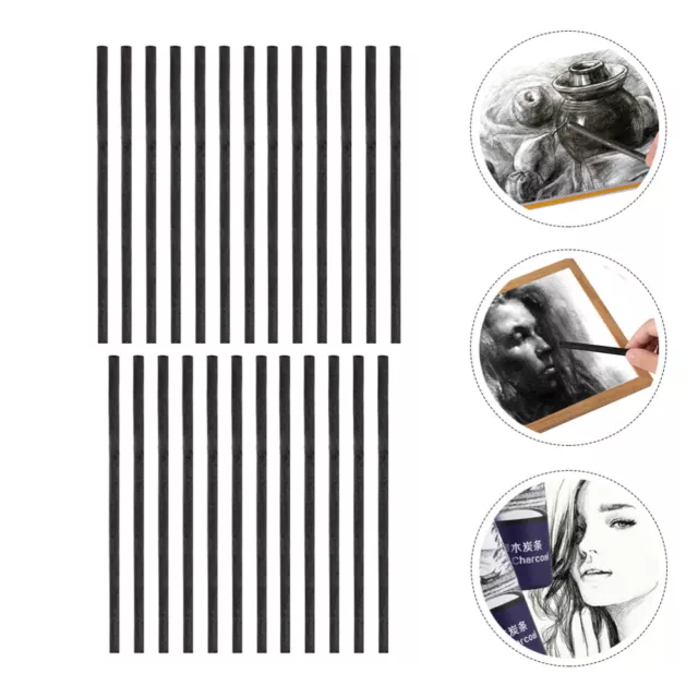 25 Pcs Sketch Carbon Strips Black Charcoal Sticks Compressed Bar Giant