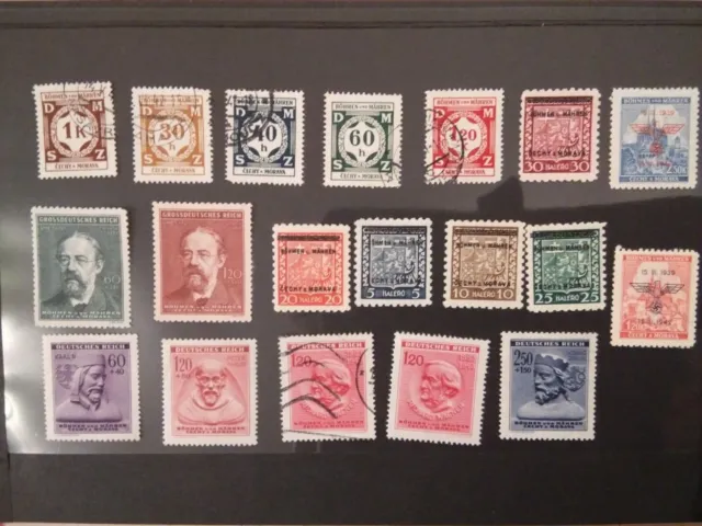 Germany: Bohemia & Moravia 1939 - 1943 Czech stamps O/P  MNH cancellations REICH