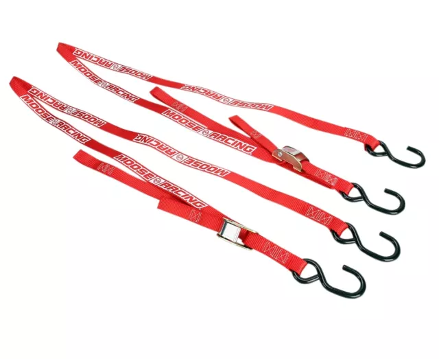 Moose racing Courroies de Fixation avec Crochet - 213cm / 610 KG Rouge - Moto