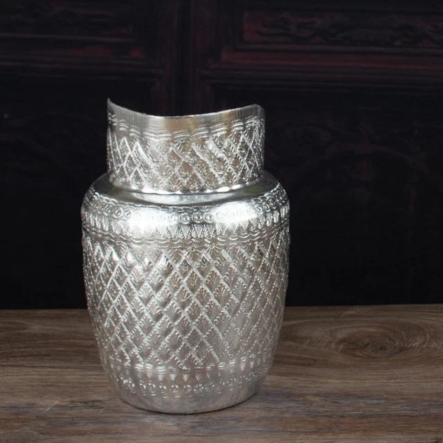 Brocca In Metallo Vintage Con Cuore E Corda - Vaso Rustico In Lamiera Zincata Per Decorazioni Matrimonio E Casa, 10x21 Cm