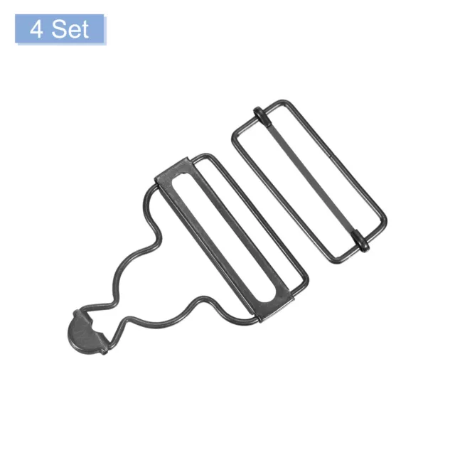 Gesamtschnallen, 4 Sets Metall Hosenträger Ersatzschnallen 50 mm, pistoleschwarz 3