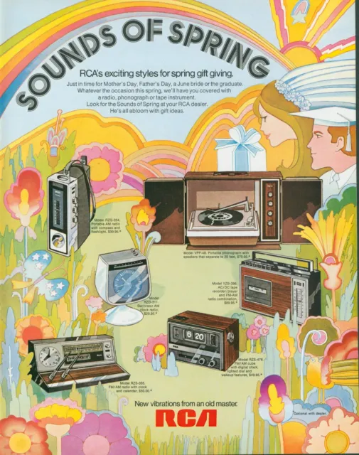1971 RCA Phonograph Sounds Spring 60s Vibe Radio Tape Player Vtg Print Ad L27