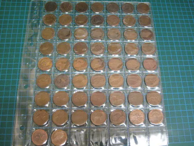1911 - 1964 Australian Halfpenny Set, Except 1923, Total 58 coins