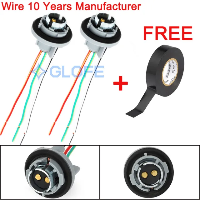 1157 GLOFE Pigtail Wire 5444 Female Socket 2X Harness Front Turn Signal OE