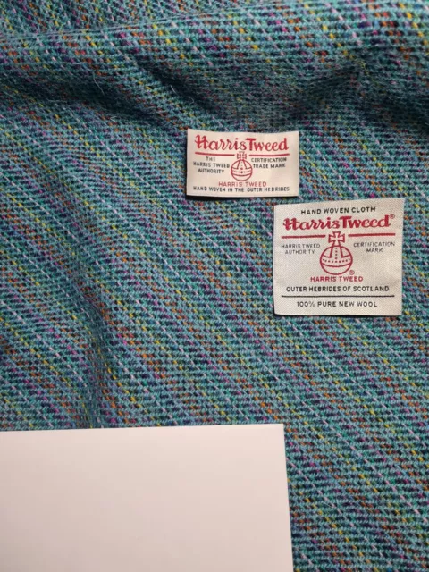 HARRIS TWEED FABRIC Blue 100% Wool With Labels £35.00 - PicClick UK