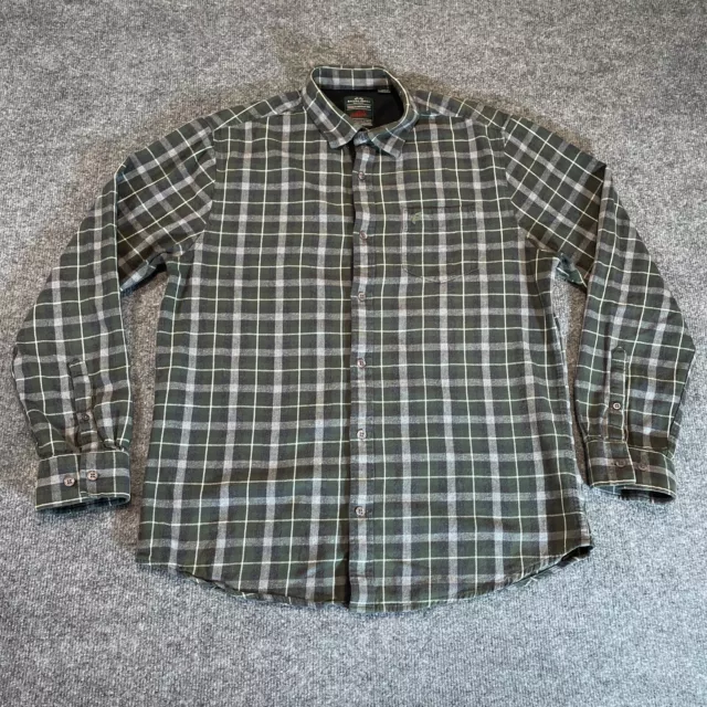 Racing Green Shirt Mens Large Green Plaid Flannel Long Sleeve Cotton Button Up L