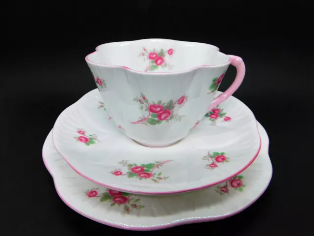 Vintage Shelley Rose Spray Bone China Dainty Trio Tea Cup Saucer Plate England