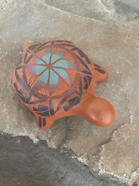 Native American Navajo Turtle Signed Pottery Terracotta
