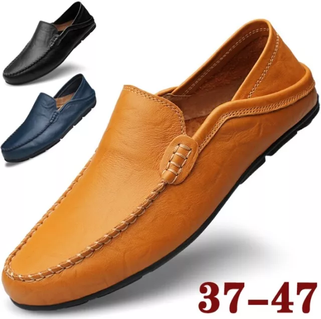 Mens Leather Slip on Loafers Casual Moccasin Boat Driving Shoes Smart Pumps UK