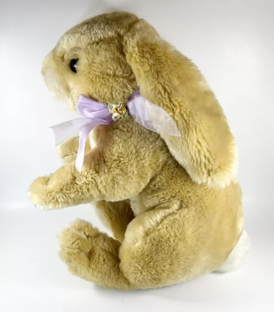 2006 COMMONWEALTH SITTING Tan Soft Bunny Rabbit Pink Bow Stuffed Plush ...