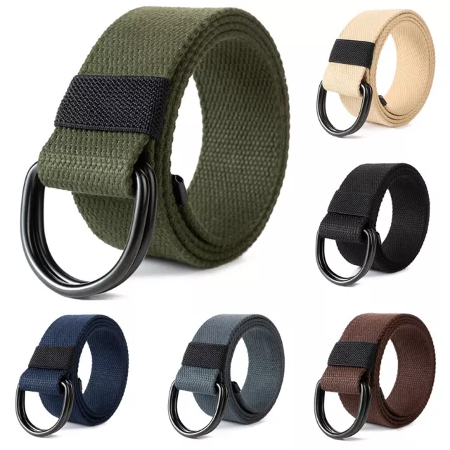 Comfortable Men Belt Double Dring Buckle Waistband for Casual and Outdoor Wear