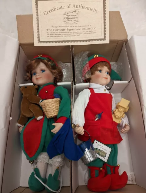 Santa's Little Helpers Heritage Signature Collection Porcelain Dolls