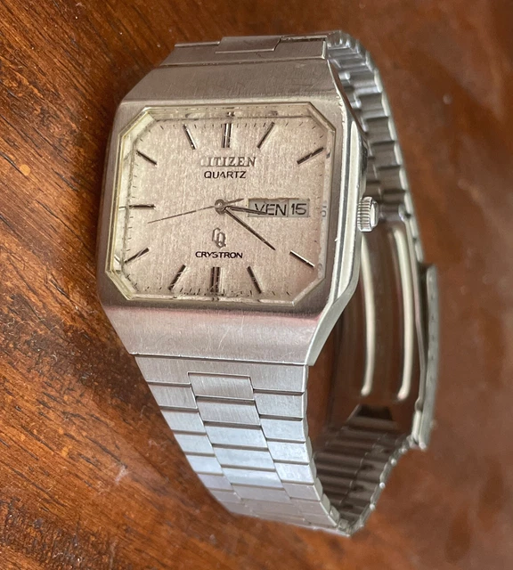 Rare Vintage Citizen Quartz Crystron Watch Day Date 850564 | 7051598. Untested