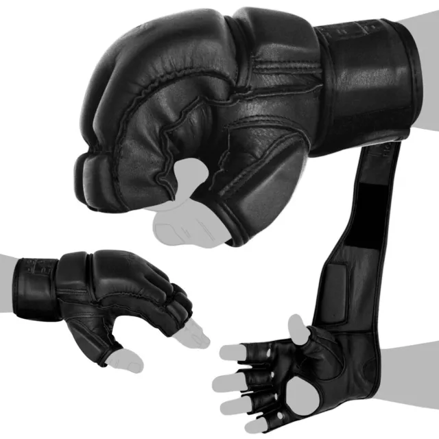 FOX-FIGHT FREEFIGHT MMA Handschuhe Grappling Boxhandschuhe Echtes Leder Boxen