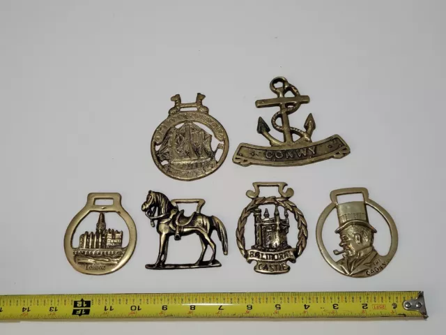 Assorted Brass UK English Horse Rare Bridle Harness Medallions Lot of 6 (#4)